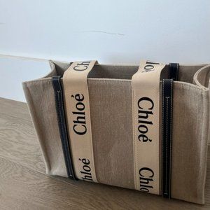 Authentic Chloe Woody Tote Bag Medium with Inner Pocket